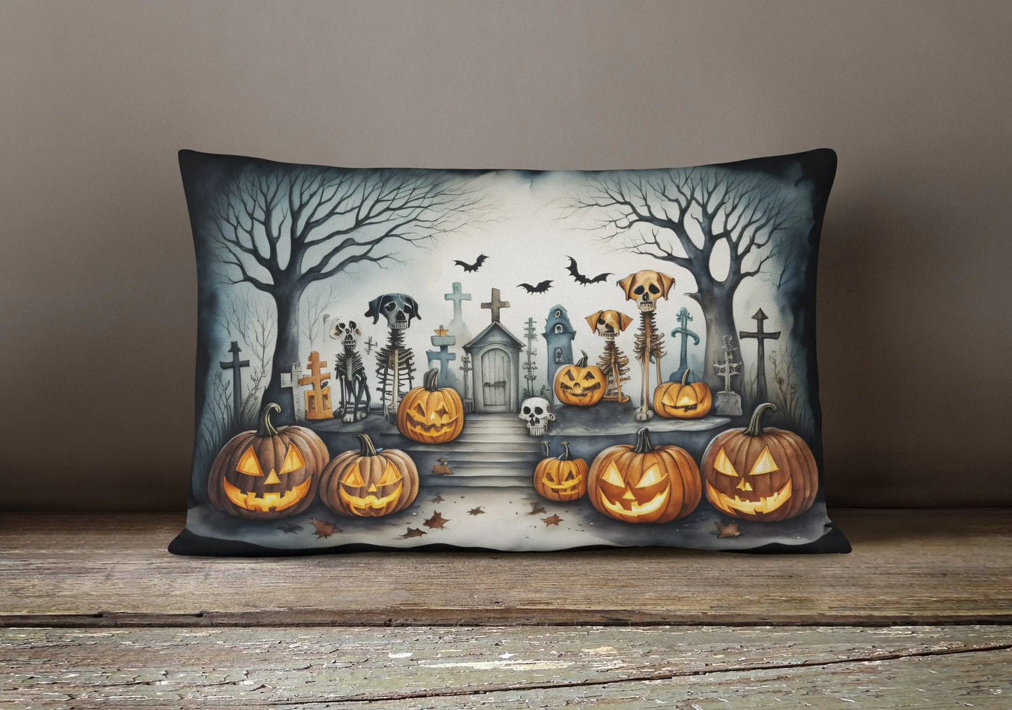 Pet Cemetery Spooky Halloween 12x16 inch Throw Pillow