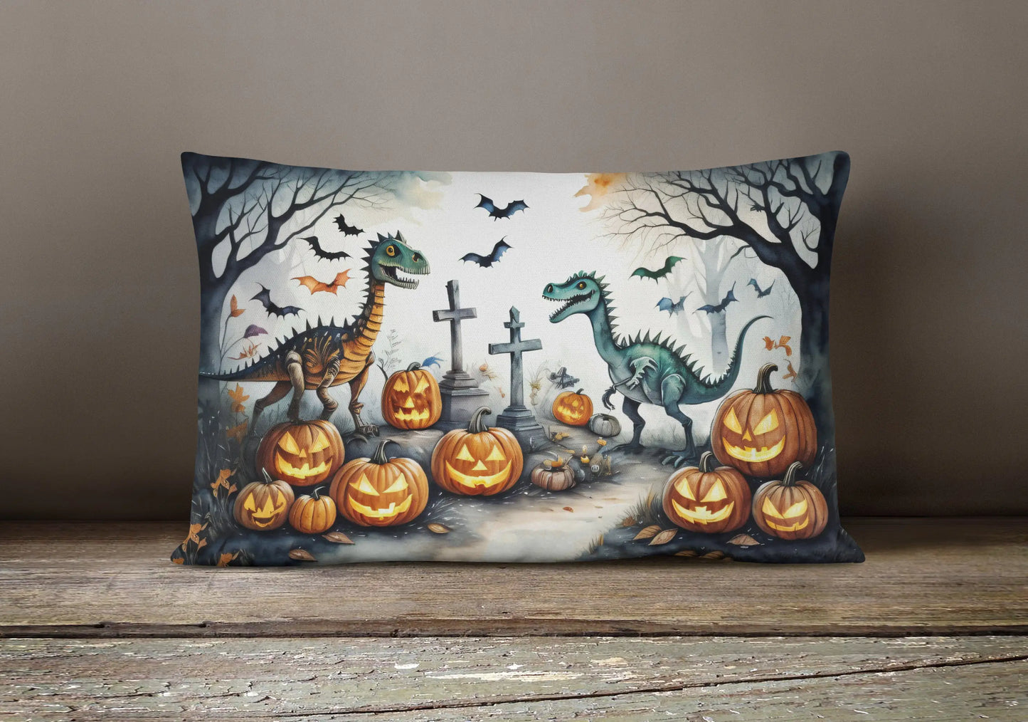 Dinosaurs Spooky Halloween 12x16 inch Throw Pillow