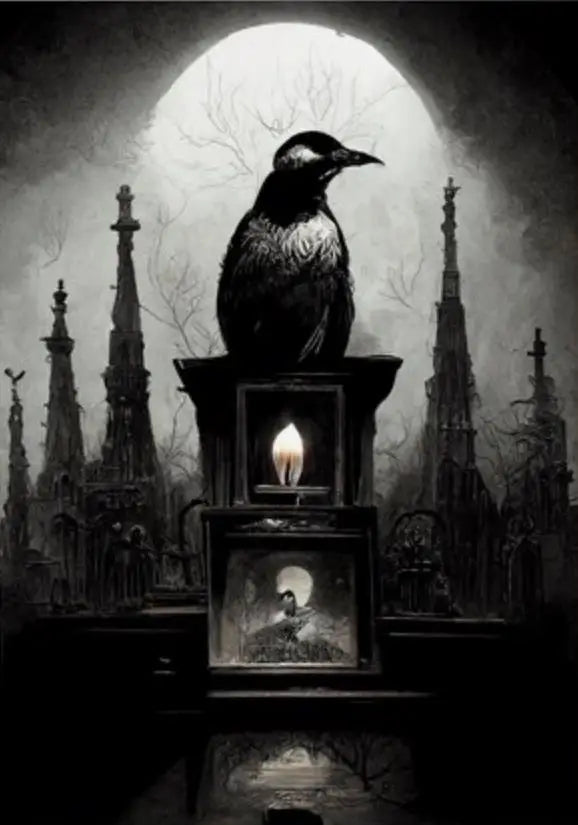 Dark Academia Art Black Raven Poster Prints For Living Room Home Decor Victorian Gothic Witch Black Cat Canvas Painting Wall Art