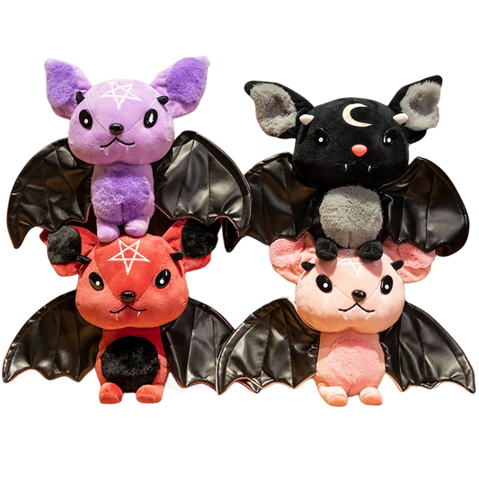 Freeshipping Dark Series Cartoon Plush Bat Toys Cute Moon Stuffed Gothic Rock Style Bag Halloween Home Decor Christmas Gift Doll