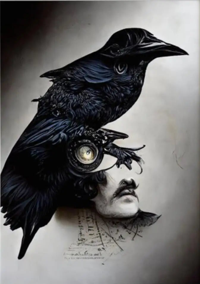 Dark Academia Art Black Raven Poster Prints For Living Room Home Decor Victorian Gothic Witch Black Cat Canvas Painting Wall Art