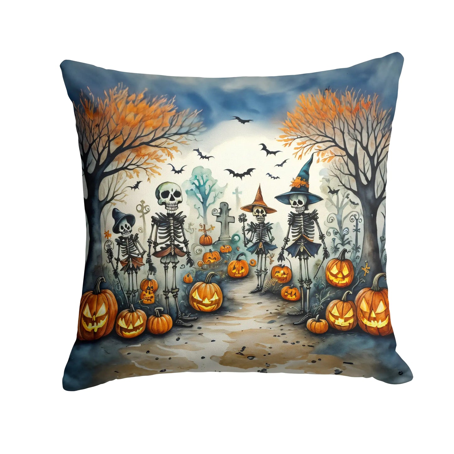 Calacas Skeletons Spooky Halloween 18x18in Throw Pillow