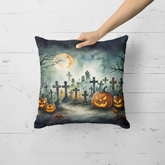 Graveyard Spooky Halloween Throw Pillow