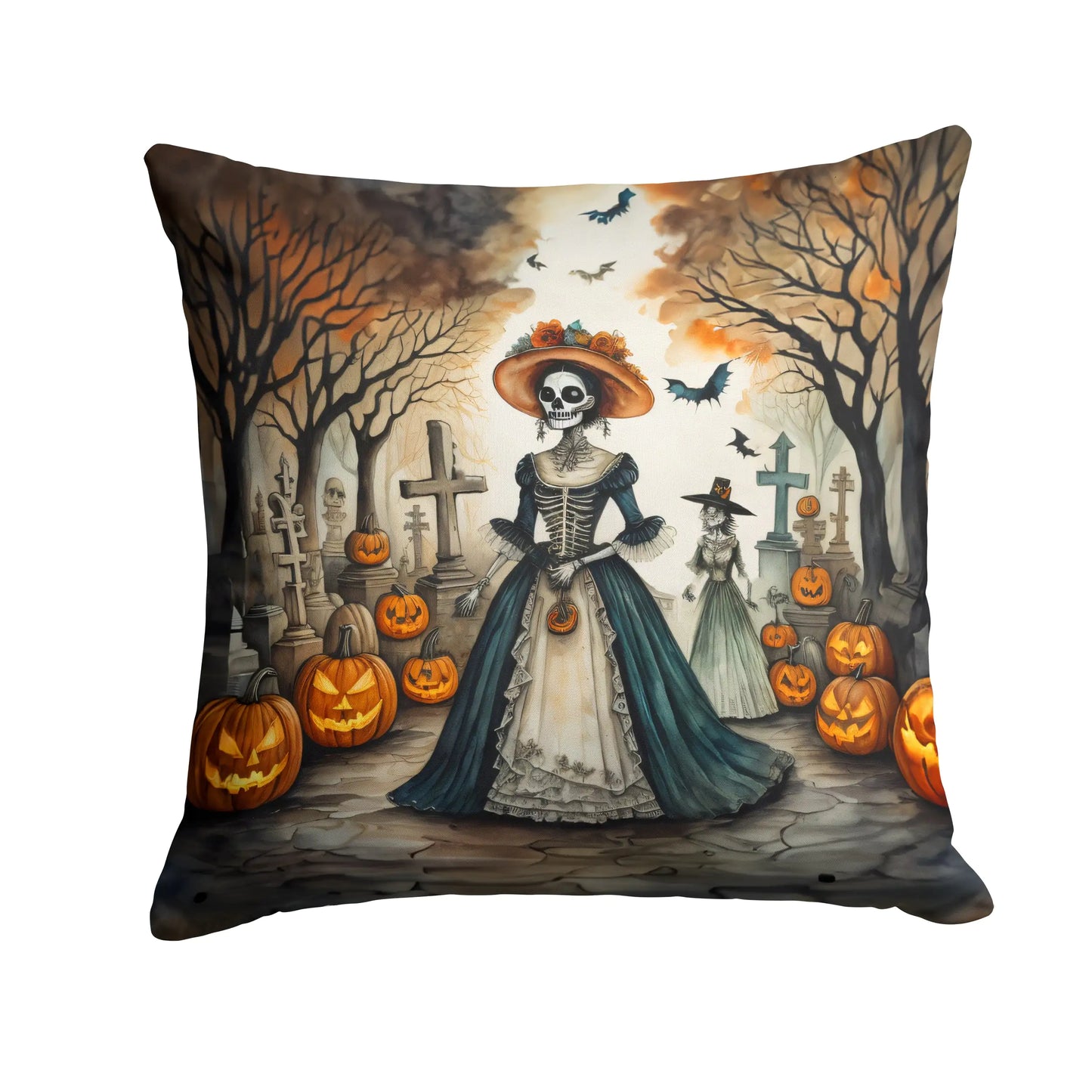 La Catrina Skeleton Spooky Halloween Throw Pillow