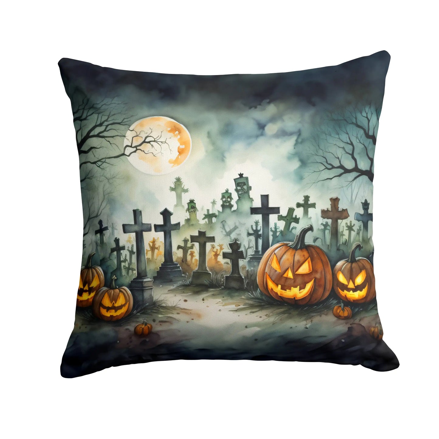 Graveyard Spooky Halloween Throw Pillow