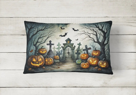 Graveyard Spooky Halloween 12x16 inch Throw Pillow