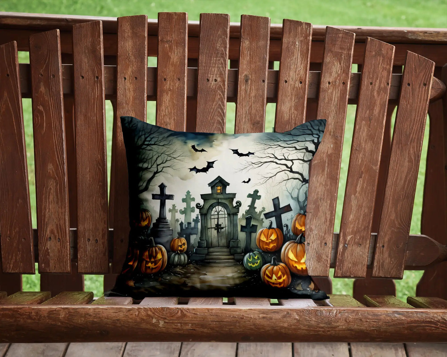 Graveyard Spooky Halloween Throw Pillow