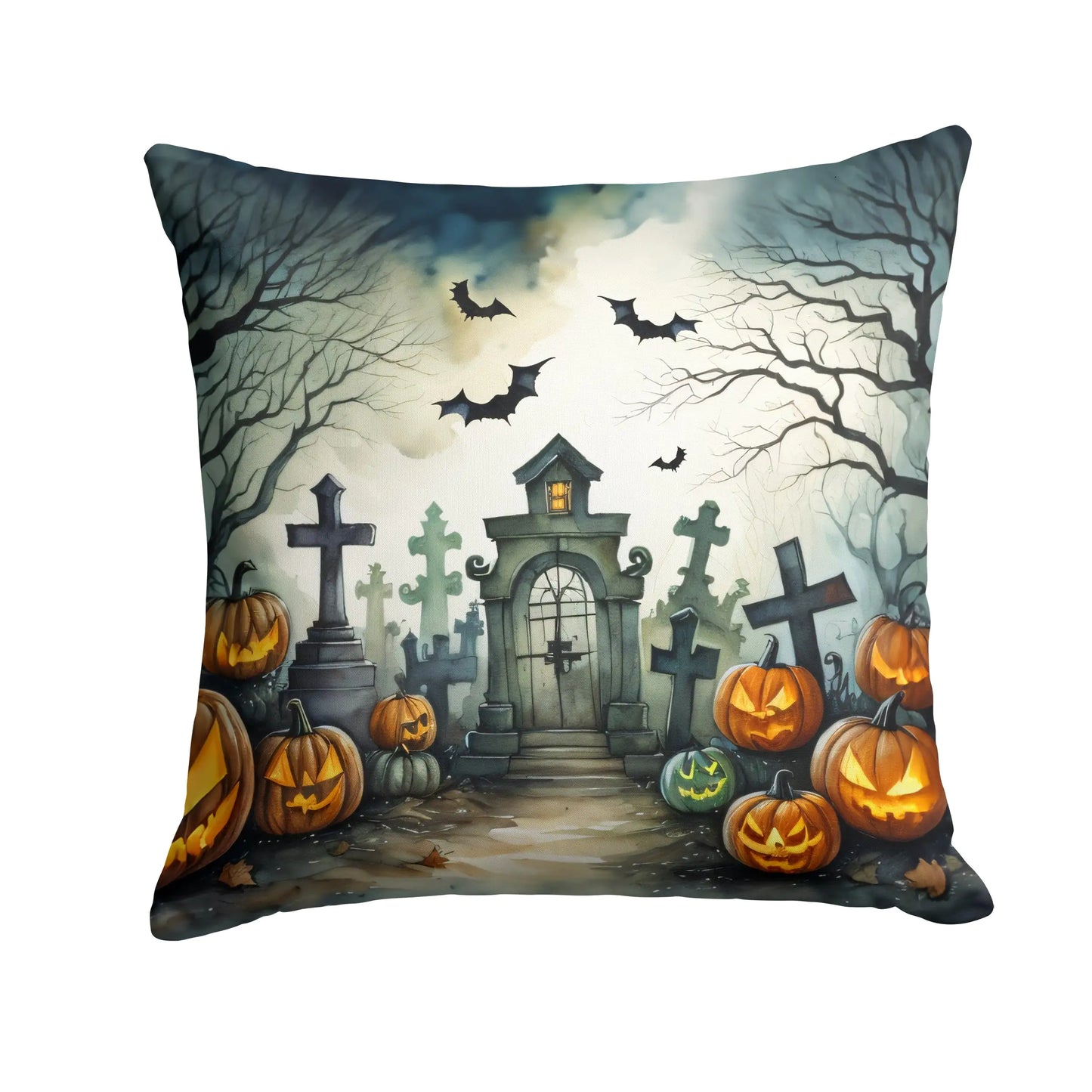 Graveyard Spooky Halloween Throw Pillow