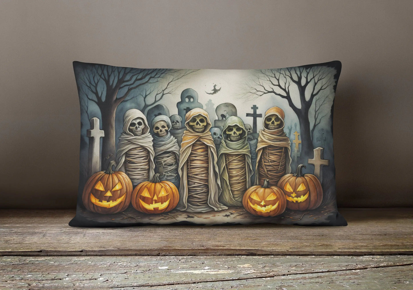 Mummies Spooky Halloween 12x16 inch Throw Pillow