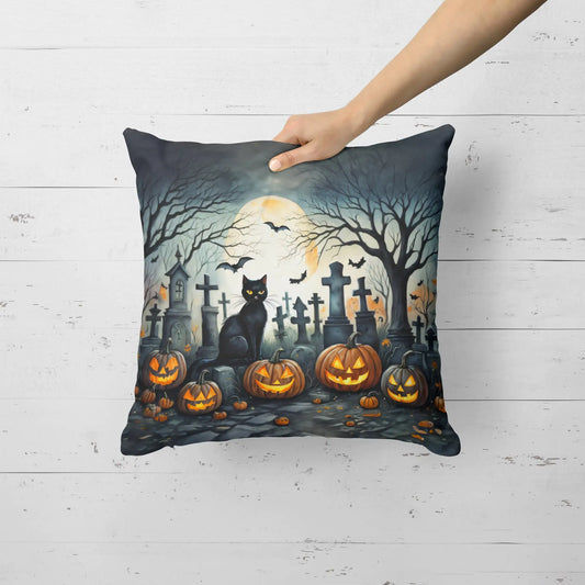 Black Cat Spooky Halloween Throw Pillow