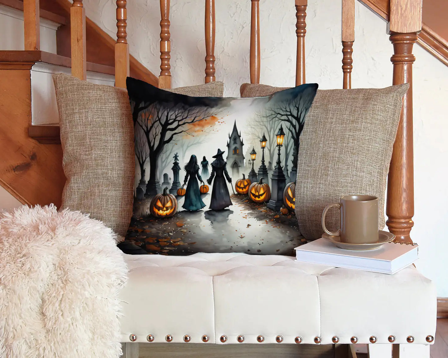 Vampires Spooky Halloween Throw Pillow