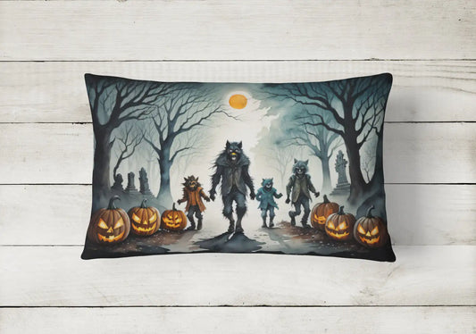 Werewolves Spooky Halloween 12x16 inch Throw Pillow