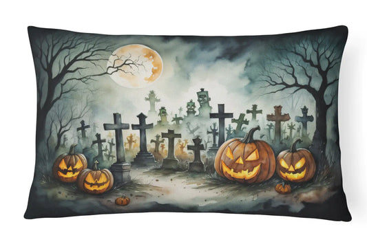 Graveyard Spooky Halloween 12x16 inch Throw Pillow