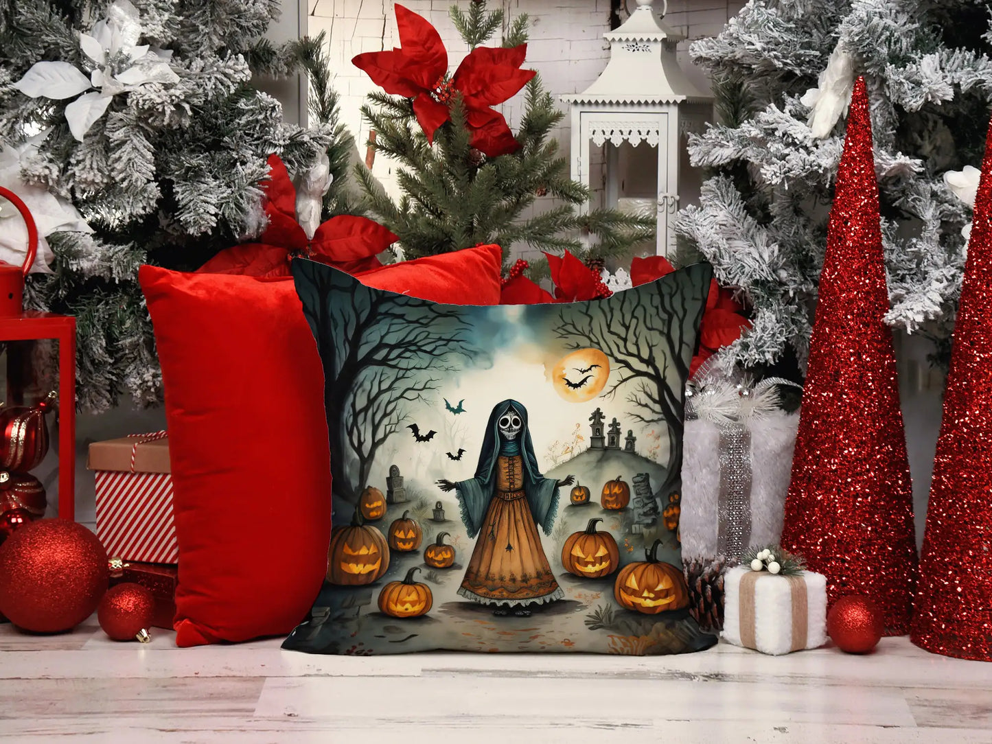 La Llorona Skeleton Spooky Halloween Throw Pillow