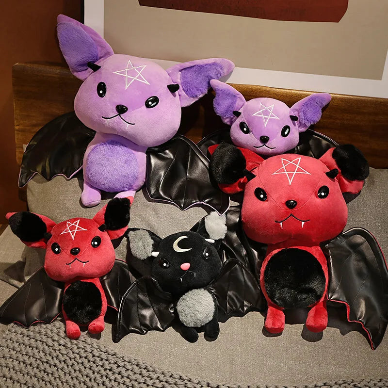 Freeshipping Dark Series Cartoon Plush Bat Toys Cute Moon Stuffed Gothic Rock Style Bag Halloween Home Decor Christmas Gift Doll