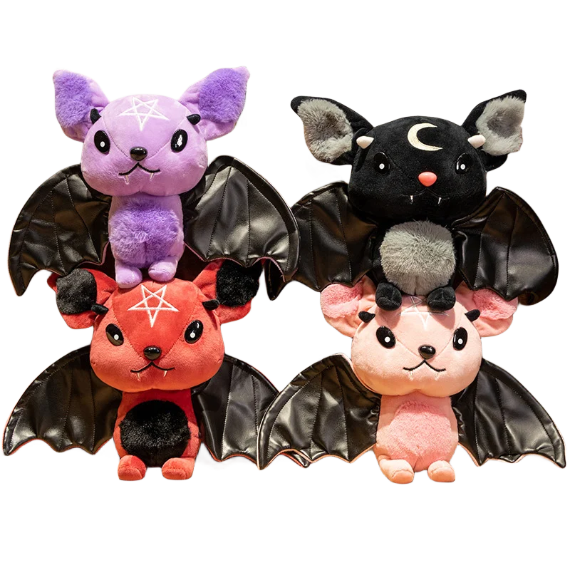 Freeshipping Dark Series Cartoon Plush Bat Toys Cute Moon Stuffed Gothic Rock Style Bag Halloween Home Decor Christmas Gift Doll