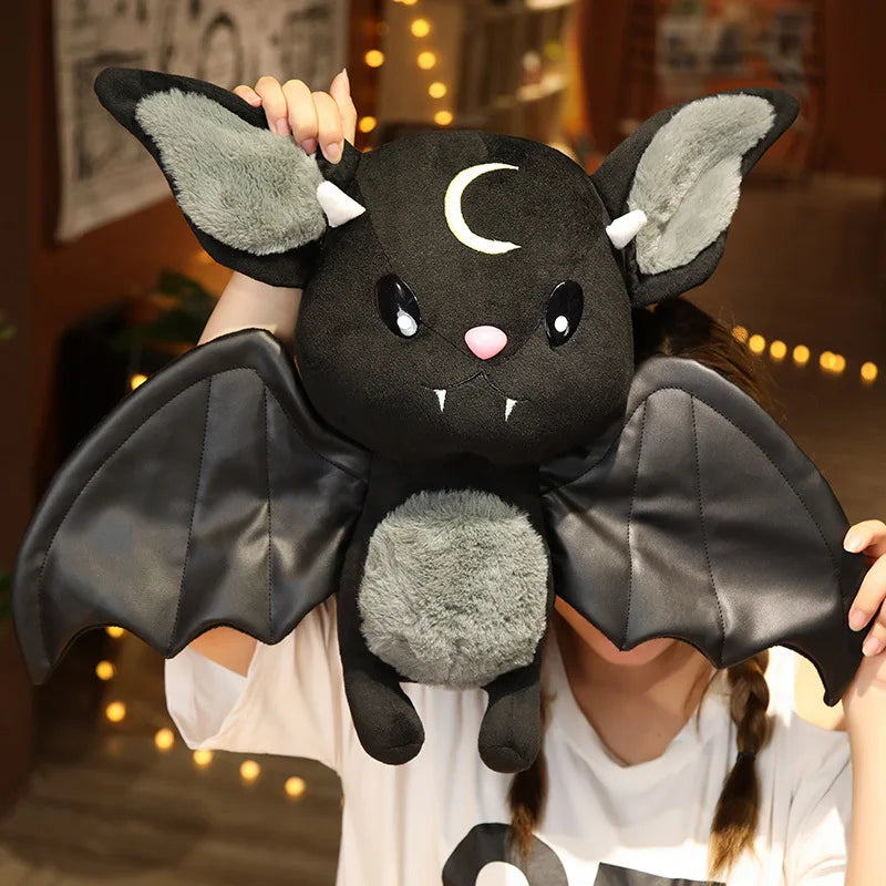 Freeshipping Dark Series Cartoon Plush Bat Toys Cute Moon Stuffed Gothic Rock Style Bag Halloween Home Decor Christmas Gift Doll