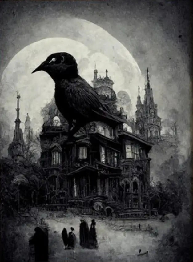 Dark Academia Art Black Raven Poster Prints For Living Room Home Decor Victorian Gothic Witch Black Cat Canvas Painting Wall Art