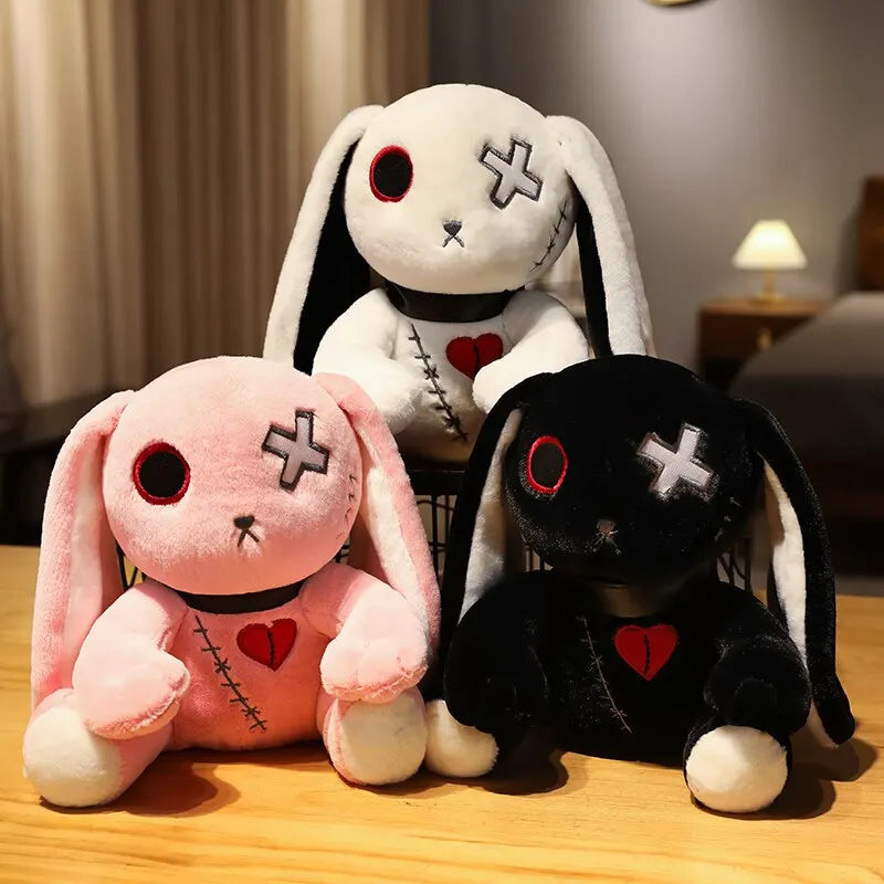 Dark Series Rabbit Plush Toy Gothic Rock Style Stuffed Animals Rabbit Bunny Doll Halloween Plush Kids Toy Home Decor