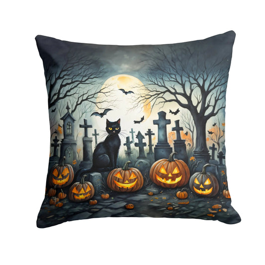 Black Cat Spooky Halloween Throw Pillow