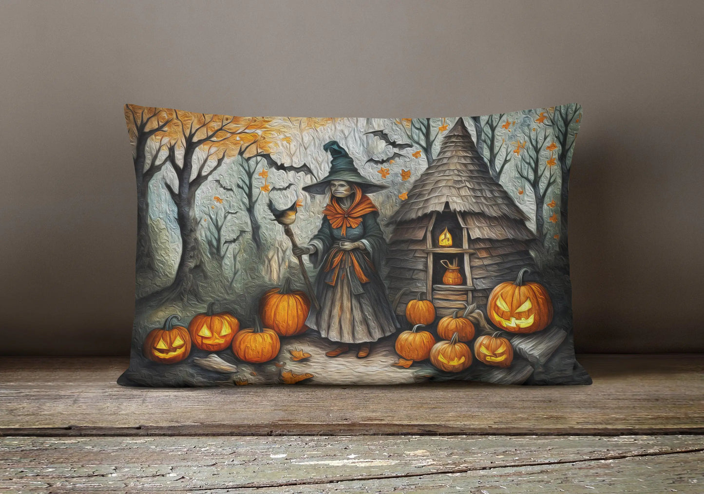 Slavic Witch Spooky Halloween 12x16 inch Throw Pillow