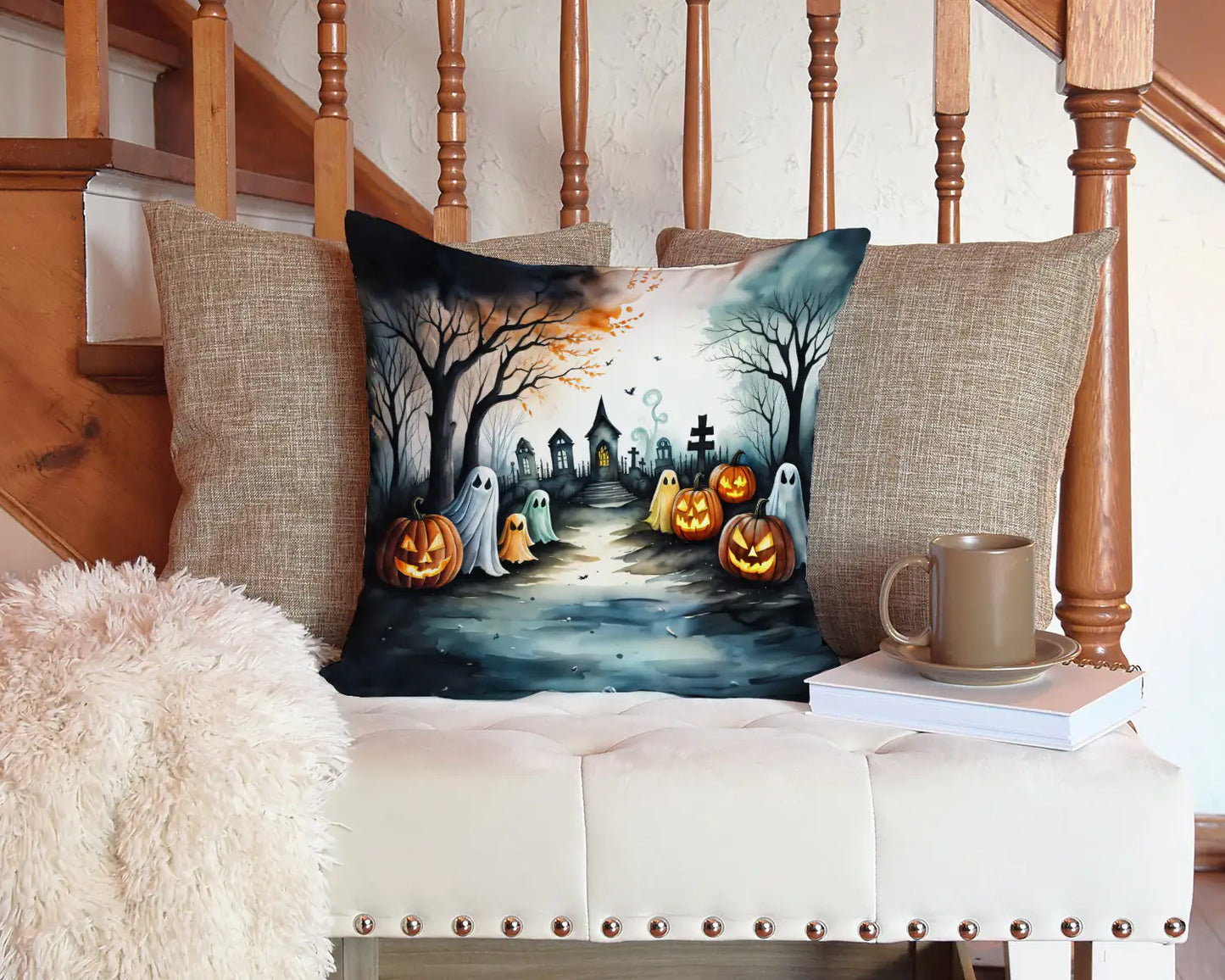 Ghosts Spooky Halloween Throw Pillow