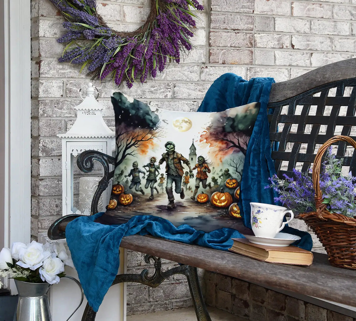 Zombies Spooky Halloween Throw Pillow