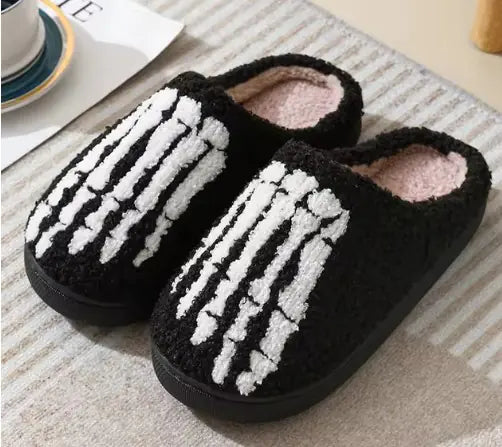 Skull Pattern Fur Slippers