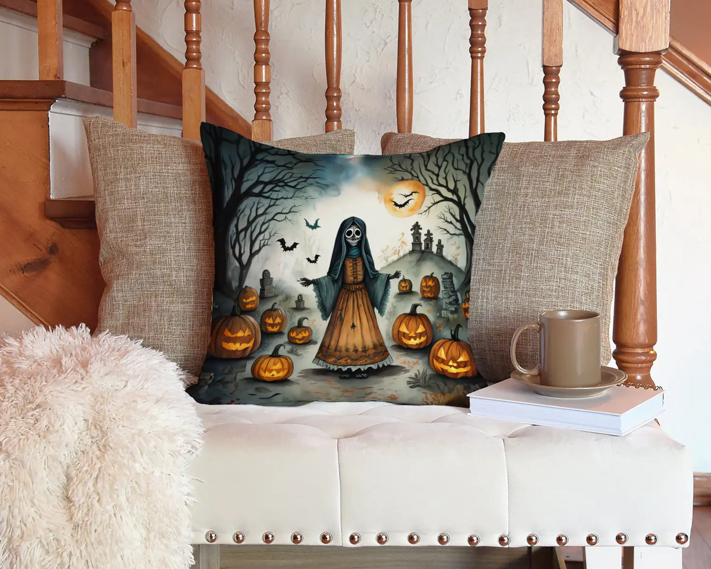 La Llorona Skeleton Spooky Halloween Throw Pillow