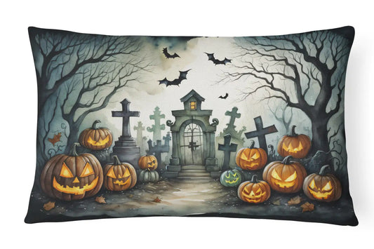 Graveyard Spooky Halloween 12x16 inch Throw Pillow