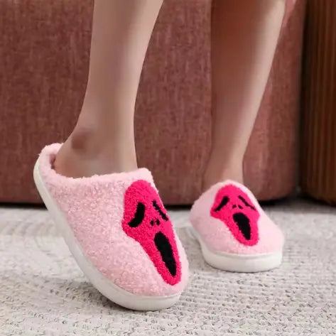 Skull Pattern Fur Slippers