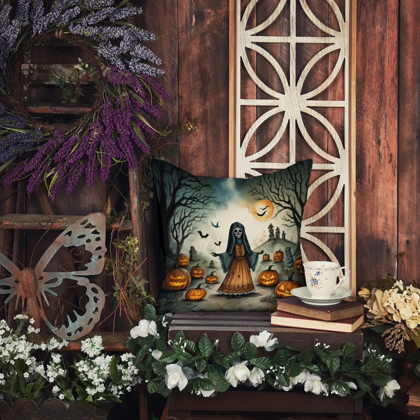 La Llorona Skeleton Spooky Halloween Throw Pillow