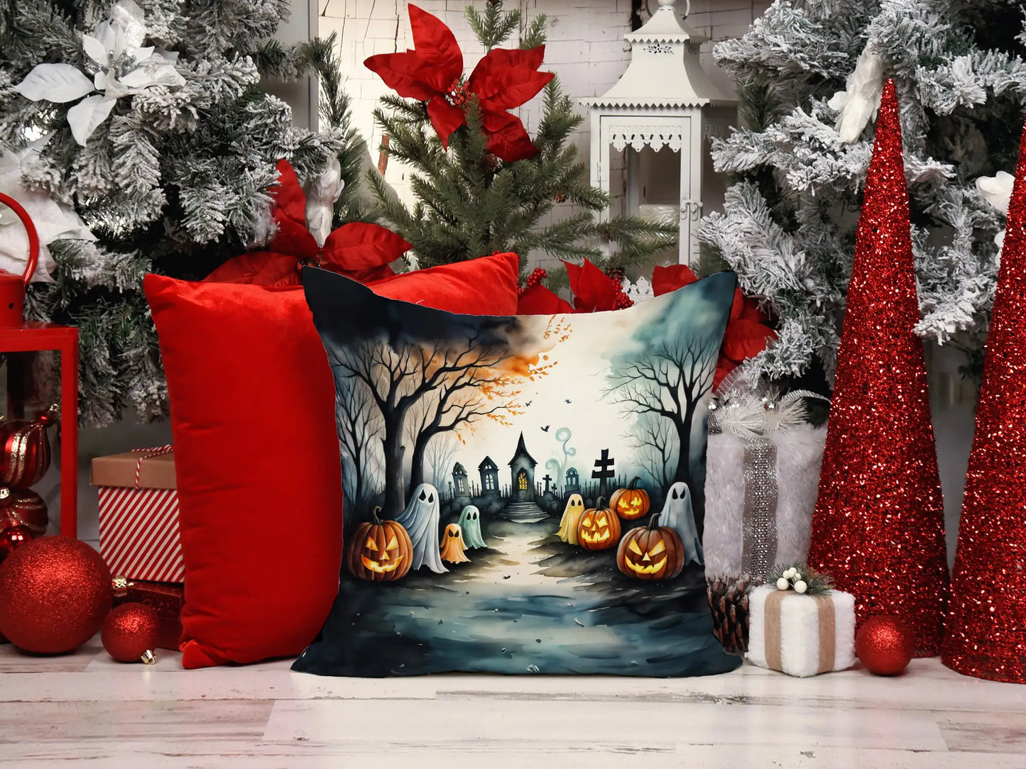 Ghosts Spooky Halloween Throw Pillow