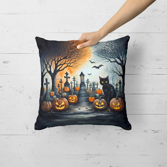 Black Cat Spooky Halloween Throw Pillow