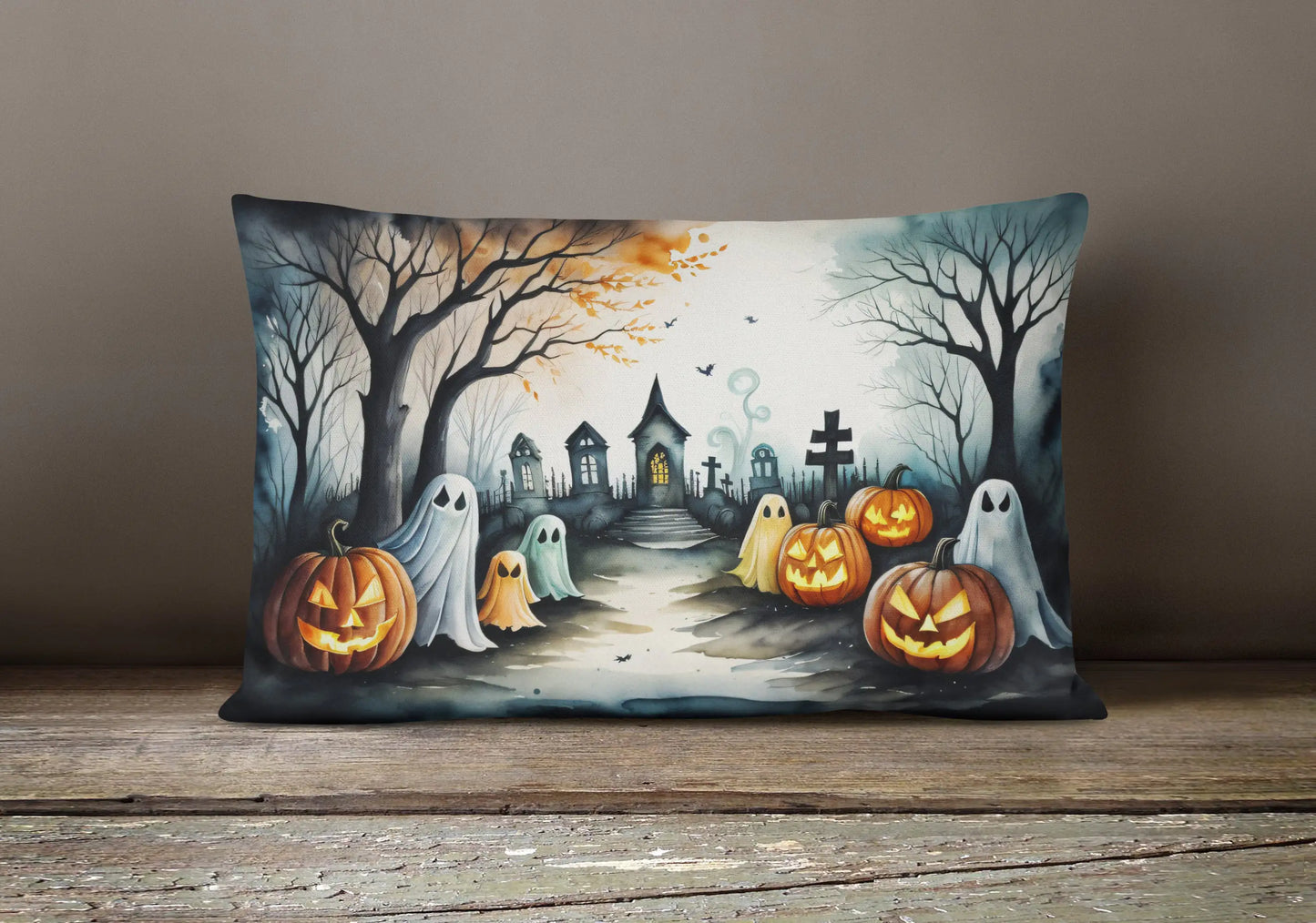 Ghosts Spooky Halloween 12x16 inch Throw Pillow