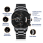 Customizable Engraved Black Chronograph Watch for Dad, Boyfriend, Son, Husband