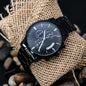 Customizable Engraved Black Chronograph Watch for Dad, Boyfriend, Son, Husband