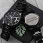 Customizable Engraved Black Chronograph Watch for Dad, Boyfriend, Son, Husband