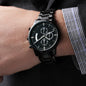 Customizable Engraved Black Chronograph Watch for Dad, Boyfriend, Son, Husband
