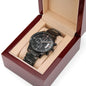 Customizable Engraved Black Chronograph Watch for Dad, Boyfriend, Son, Husband