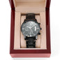 Customizable Engraved Black Chronograph Watch for Dad, Boyfriend, Son, Husband